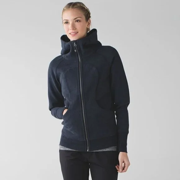 Lululemon Scuba Hoodie Classic Cotton Fleece In Heathered Naval Blue Sz 6 - Picture 1 of 10